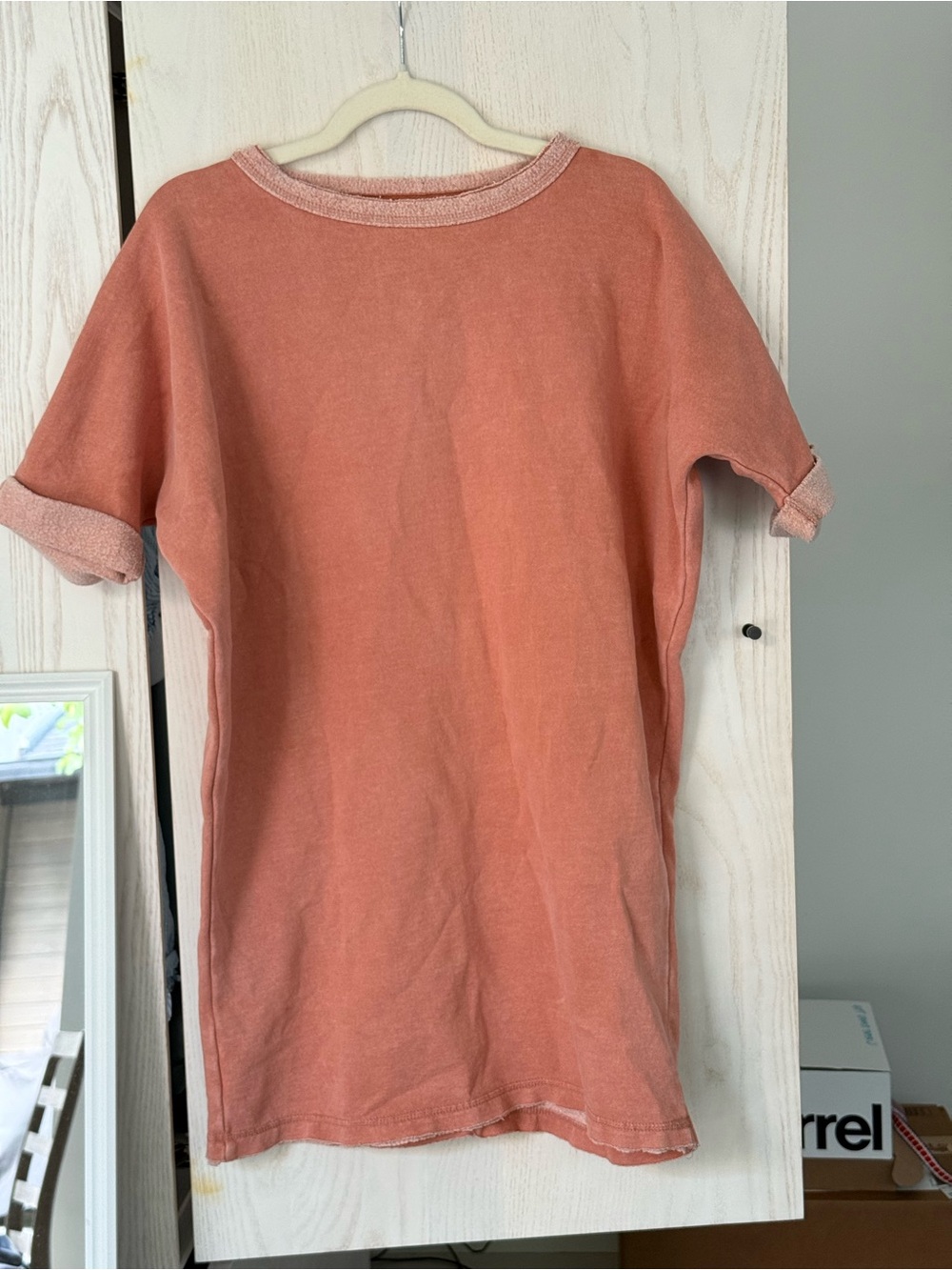 Urban Outfitters Coral Mini Sweatshirt Dress with Rolled Cuffs